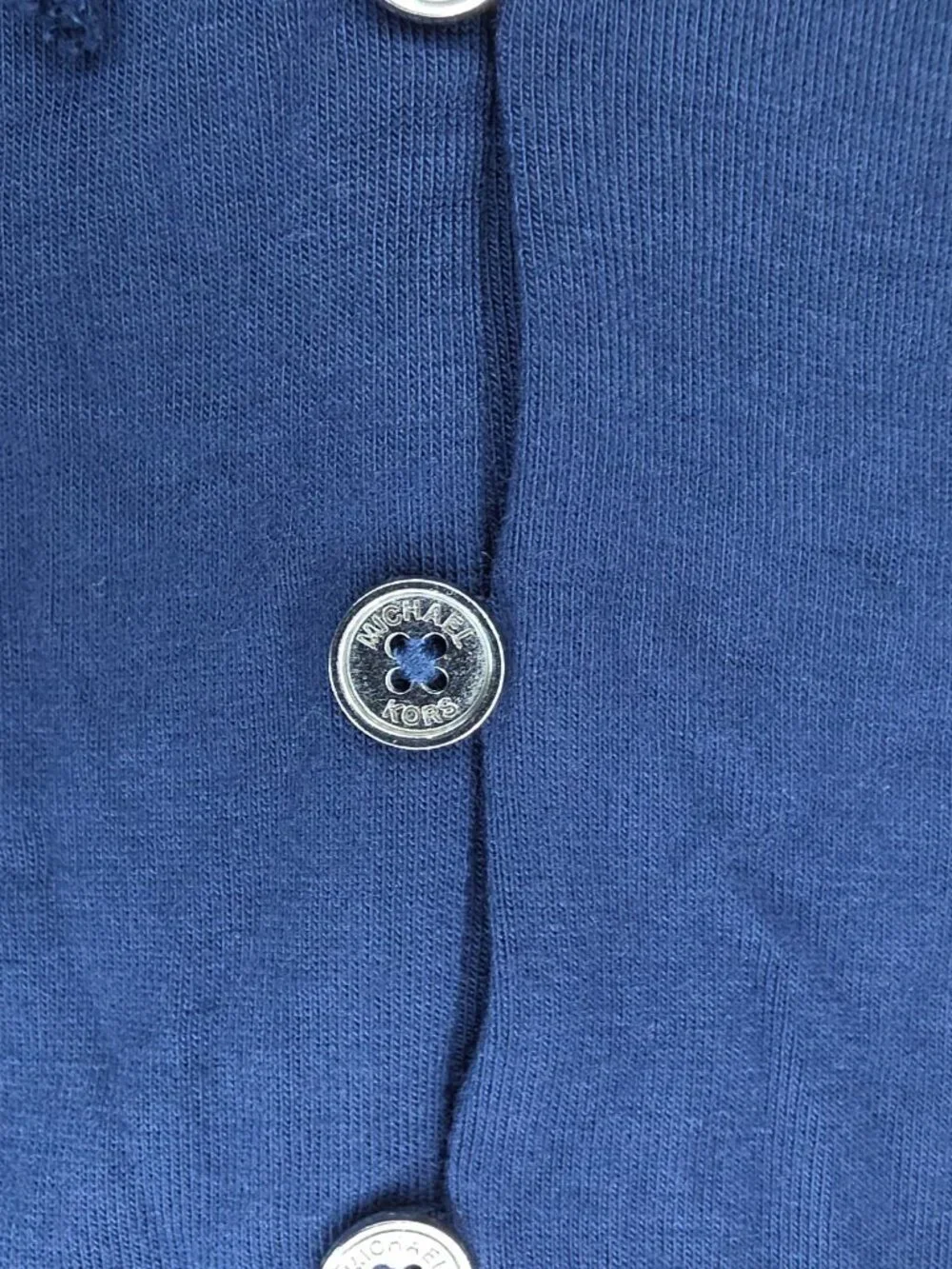 Michael Kors Button Shirt Blouse Womens Small Blue Long Sheer Flounce Sleeve Tie